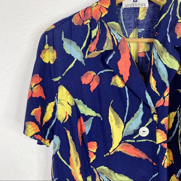 Vintage Givenchy En Plus Floral Button Front Midi Shirt Dress - Picture 3 of 8
